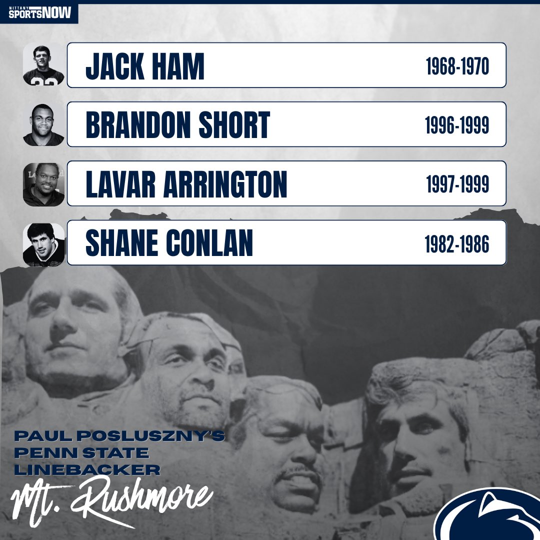 NittanySN's tweet image. Agree or disagree with Paul Posluszny’s LBU Mt. Rushmore? Who would you add.
nittanysportsnow.com/2025/07/paul-p…