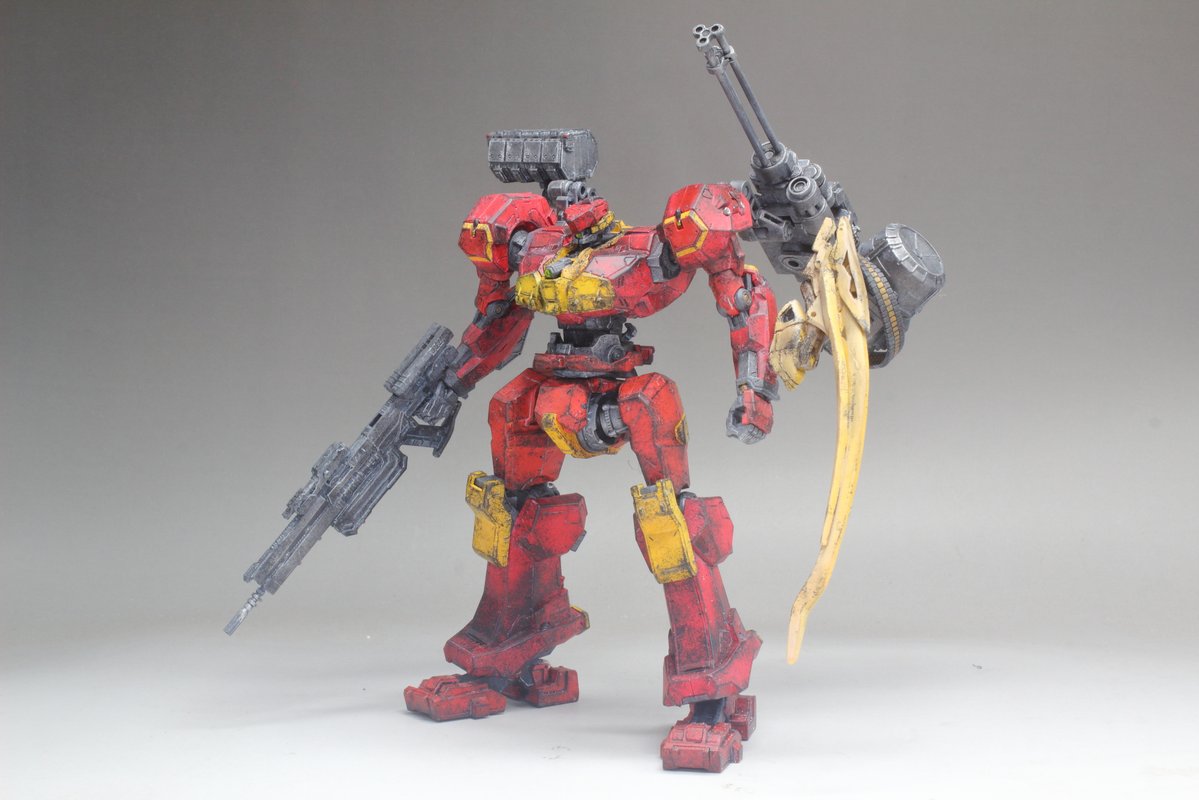 seizatu's tweet image. AC6版ワイルドキャット的な物を作ってみました
ベースは30MMメランダー、これにターナー・4ミサ・小微モドキ・月光を装備させています
つまりNXの方ですが、カラーリングは初代風です
#アーマードコア #ARMOREDCORE #AC6