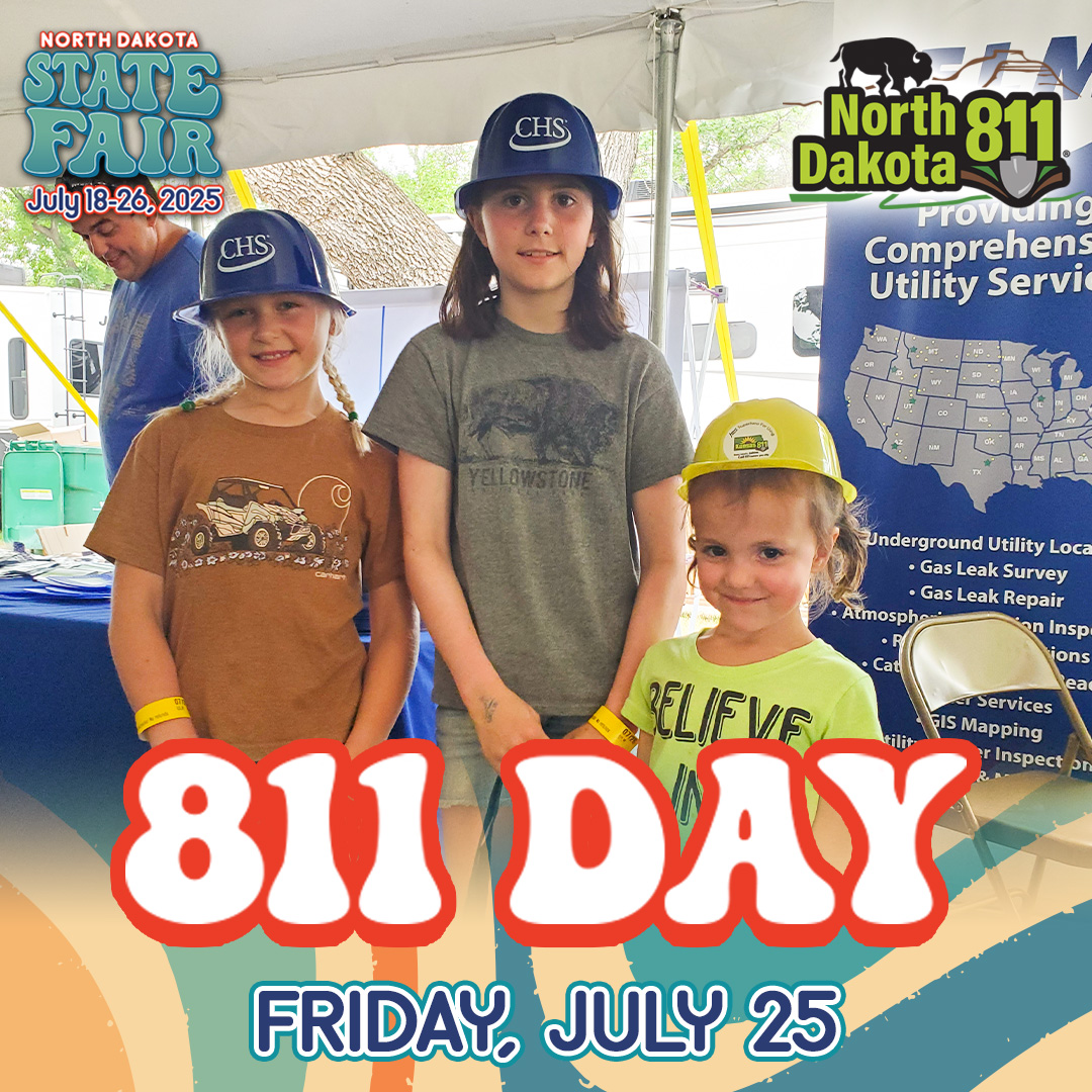 Today at the SRT State Fair Park, ND One Call is bringing the action with live demos on hydrovacing and line locating.

Swing by the festival tent for fun giveaways and a chance to learn something new. “Call Before You Dig!” #NDStateFair #Celebrating60Years