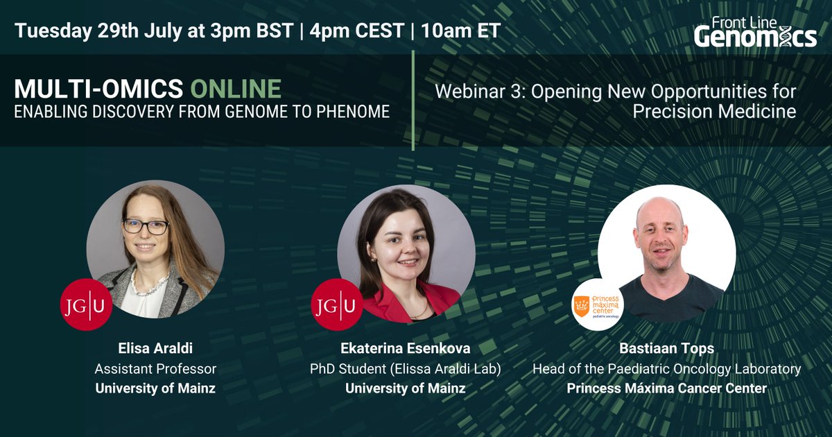 FLGenomics's tweet image. Discover how #multiomics is driving real-world impact in heart failure and paediatric cancer care. Don’t miss Webinar 3 in the Multi-Omics Online series with @ElisaAraldi, @esenkova_e, and Bastiaan Tops next Tuesday. Register here: hubs.ly/Q03yb7S90