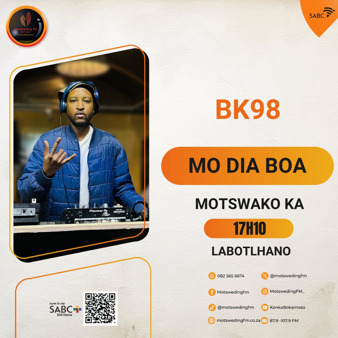 motswedingfm's tweet image. #DiaBoa le
@nelly_moruri
@luckytlale
@BrandFiffy
Botlhagisi ka @Swanktified
☎️: 082 565 6674
🖥️: motswedingfm.co.za
SABC +: sabcplus.com
#MotswedingFM