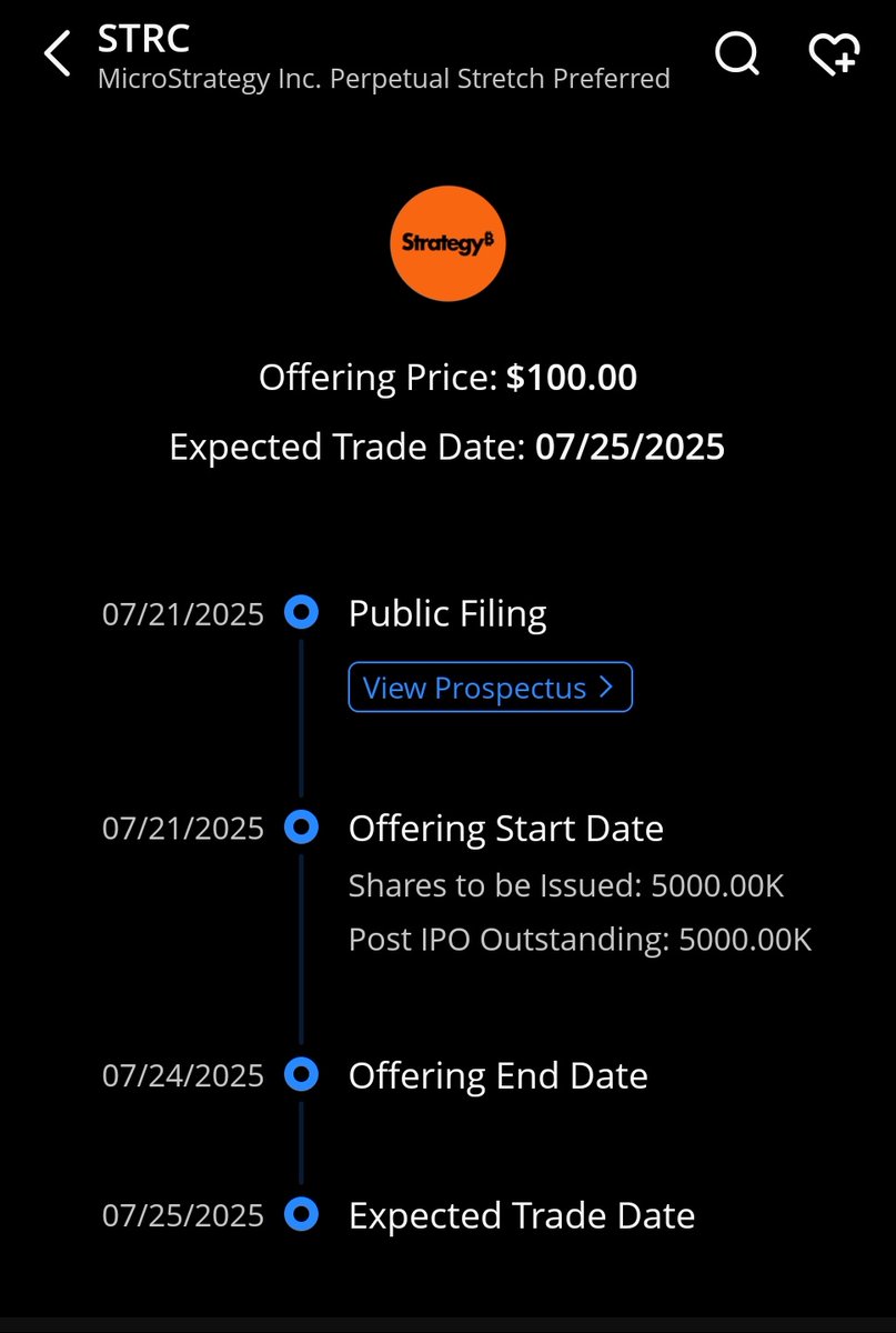 kalisGo's tweet image. $STRC
오퍼링 가격 $100