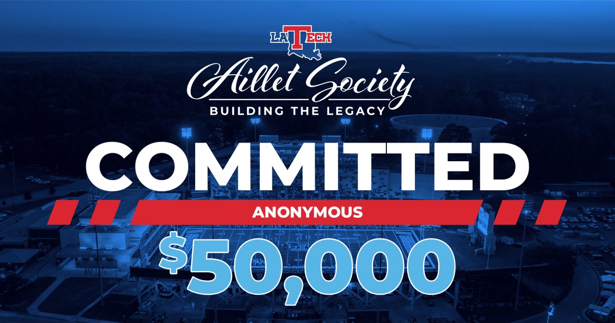 LATechChampRes's tweet image. One of our favorite ways to start a #LoyalBlueFriday is by announcing another commitment to the Aillet Society‼️ Thank you to this anonymous family for their continuous support of @LATechSports and our student-athletes! #BarkLouder