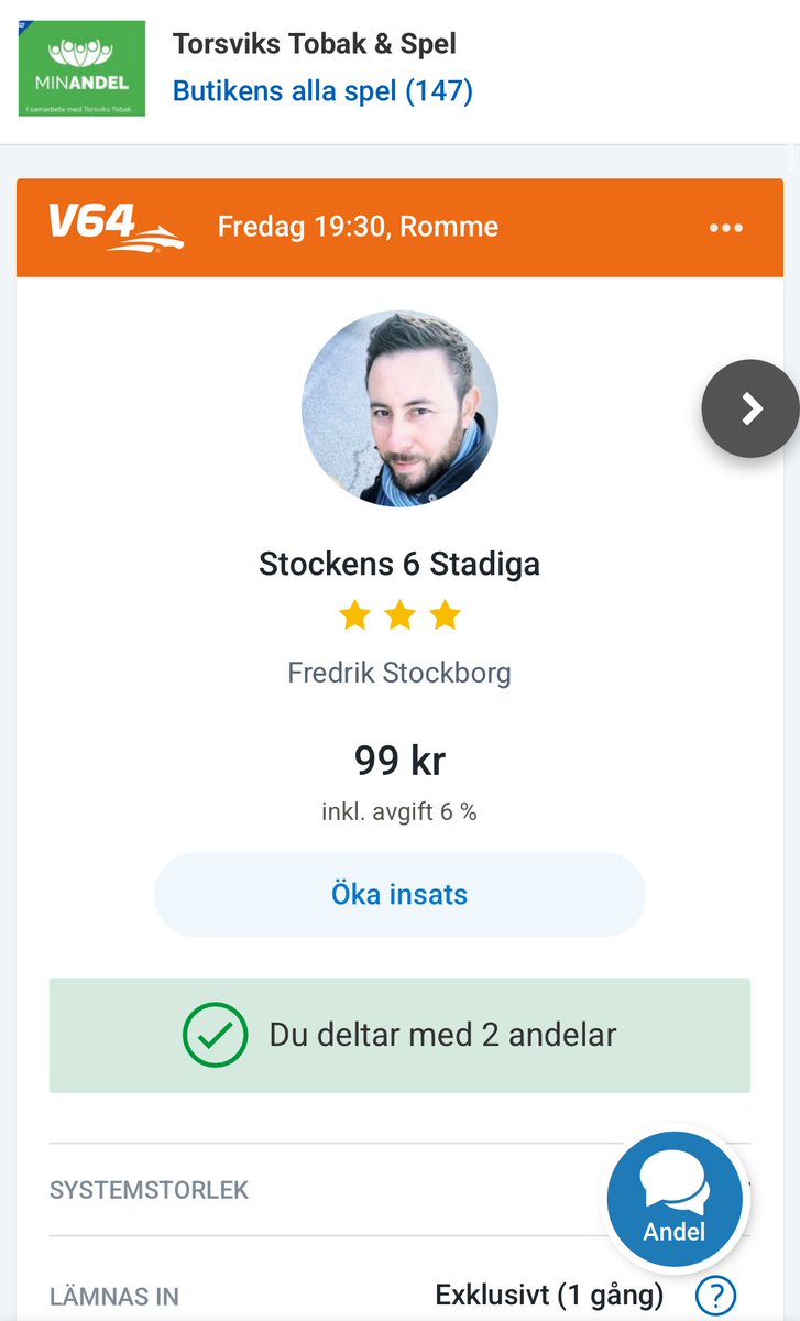 V64 från Romme ikväll! Ser intressant ut på förhand. Lappen öppen exklusivt, häng gärna på! 🫶 

atg.se/torsvikstobak/…

#V64 <a href="/MinAndel/">MinAndel.se</a>
