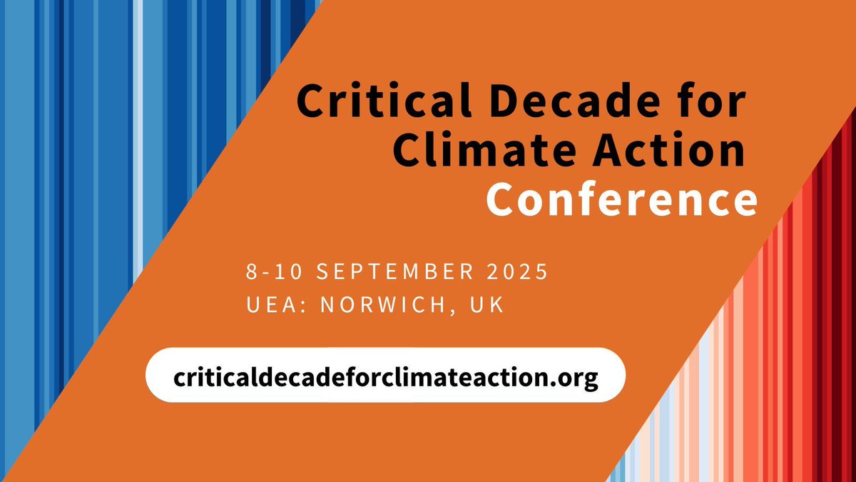 TyndallCentre's tweet photo. Climate decisions made now will shape the next century.

In September, our #CriticalDecade for #ClimateAction conference will bring together those turning research into impact. 

Follow along with #Tyndall25UEA as we explore what progress looks like: https://t.co/E4oBsAJnrK https://t.co/R9hdHXnBbr