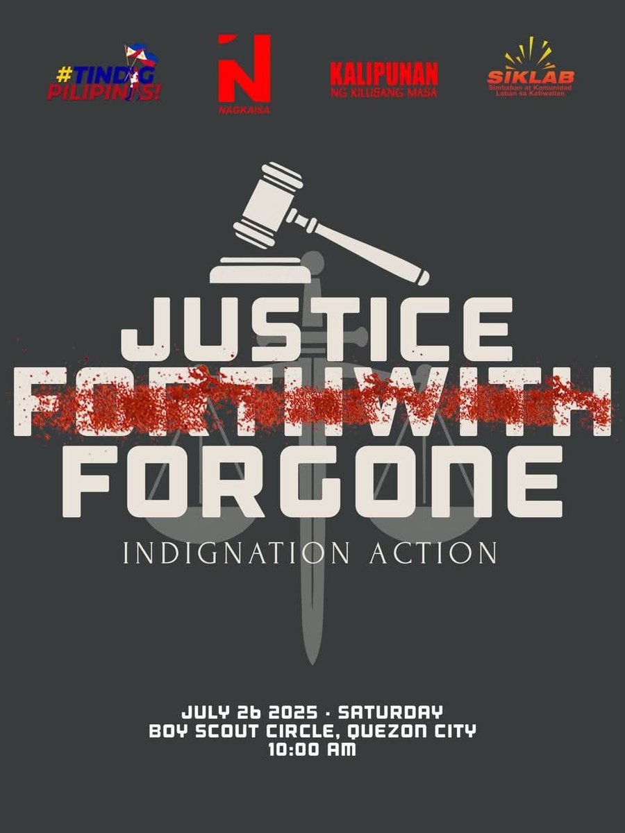 eicvsfascism's tweet image. Sa mga galit at naghahanap ng pagkilos:
9AM sa CHR.
10AM sa Boy Scouts Circle (Tomas Morato).
Manindigan para sa katotohanan, demokrasya, at pananagutan.
#ConvictSaraNow