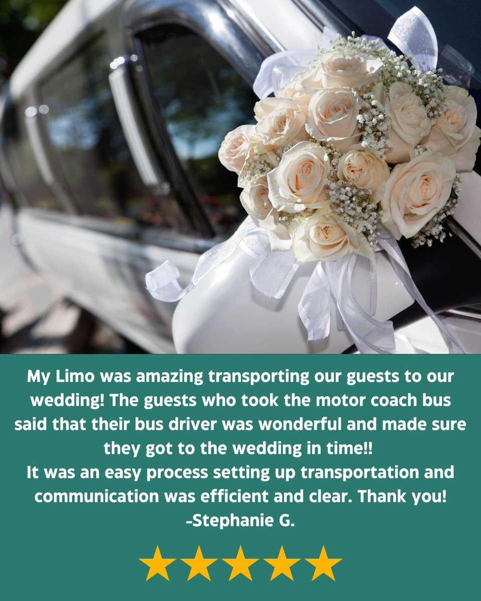 Thank you, Stephanie G., for letting My Limo be part of your special day! 💍 From first call to final drop-off, it was our joy to ensure your guests rode in comfort &amp; style.

Here’s to lasting memories &amp; new beginnings! 💫
#MyLimo #WeddedBliss #WeddingDayMagic #ClientLove