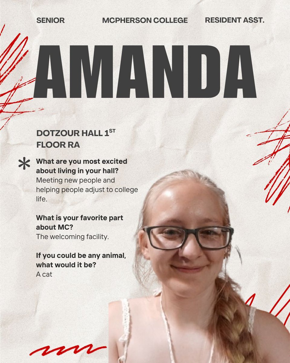 _MCStudentLife's tweet image. Meet Dotzour Hall RA, Amanda!