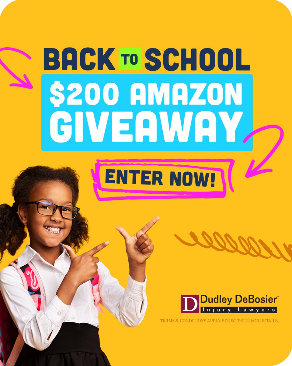 DudleyDeBosier's tweet image. Dudley DeBosier is proud to announce its 2025 Back-to-School Gift Card Giveaway! 10 $200 gift cards are up for grabs, to support Louisiana teachers and families: bit.ly/419Lmvm
Enter now through 10 a.m. on August 20: bit.ly/3UxYEOw