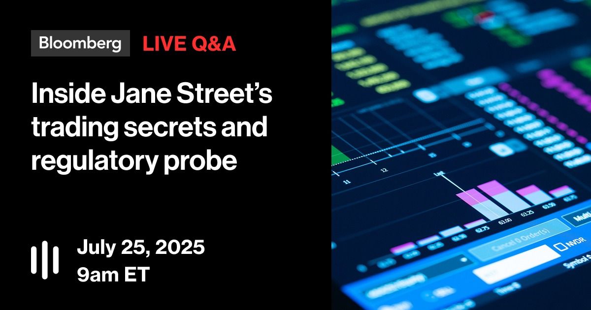 🚨 LIVE NOW: An order by India's regulator has demystified Jane Street's trading strategy in India and given rivals a rare glimpse into the secretive firm. What does this mean for markets? Bloomberg reporters answer your questions in a Live Q&amp;A bloomberg.com/sessions/2025-…