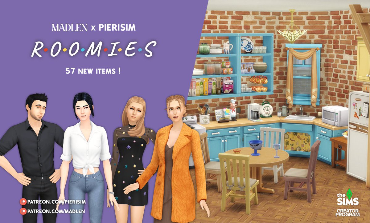 pierisim's tweet image. Let me introduce you to the R·O·O·M·I·E·S, in collaboration with the amazing @madlensims💛
You can get our set on early access on our Patreon (Link in our respective bio) ! 🥳

#sims4 #sims4cc #ts4cc