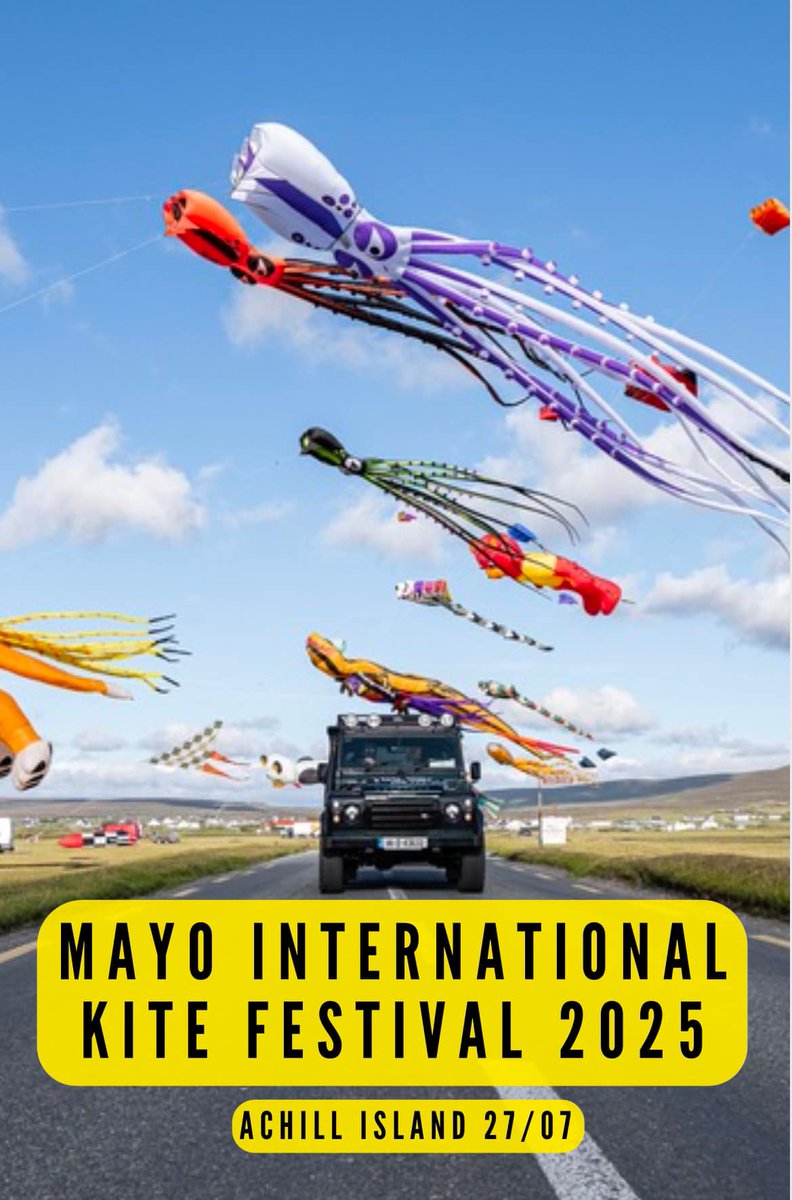 MayoDotIE's tweet image. A highlight of the calendar, the Mayo International Kite Festival takes place this Sunday July 27th

Watch the International pros fly kite creations the size of a bus in a thousand colour extravaganza that fills the sky

Fun for all the family

More: mayokitefest.com