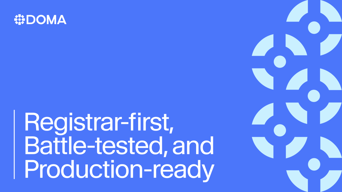 Registrar-First, Battle-Tested, and Production-Ready 🌐

How do you retrofit the internet for the next era of ownership?

You don’t just ship contracts. You build something registrars can trust and developers can build on.

Here’s how we engineered Doma 👇