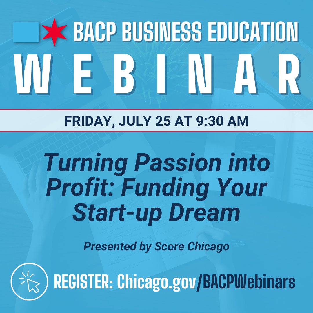 ChicagoBACP's tweet image. This morning&apos;s free business education webinar starts at 9:30am. Register: Chicago.gov/BACPWebinars

The webinar will go through real sources of capital, describe why banks will not likely be helpful, provide valuable financial projection tools and much more.