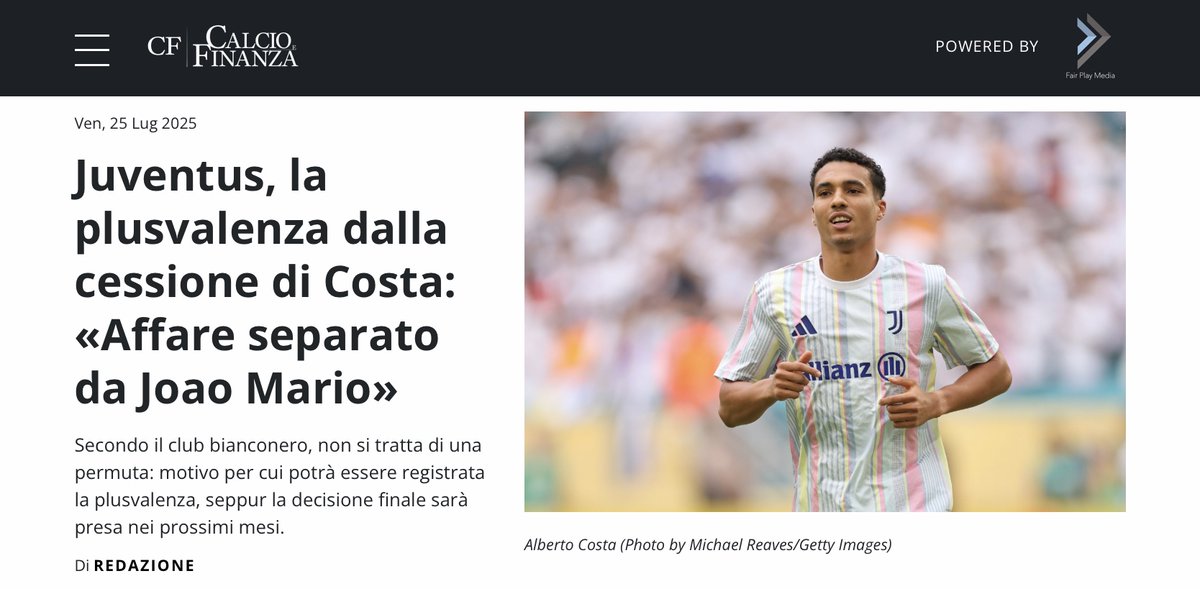 ZZiliani's tweet image. La Juventus annuncia: "Stiamo facendo le solite plusvalenze farlocche ma per noi non lo sono". E dopo quelle di Cambiaso e Douglas Luiz (già bocciate dalla Consob) arriva quella di Alberto Costa
Solo un movimento indegno come quello del calcio italiano può continuare a tollerare…