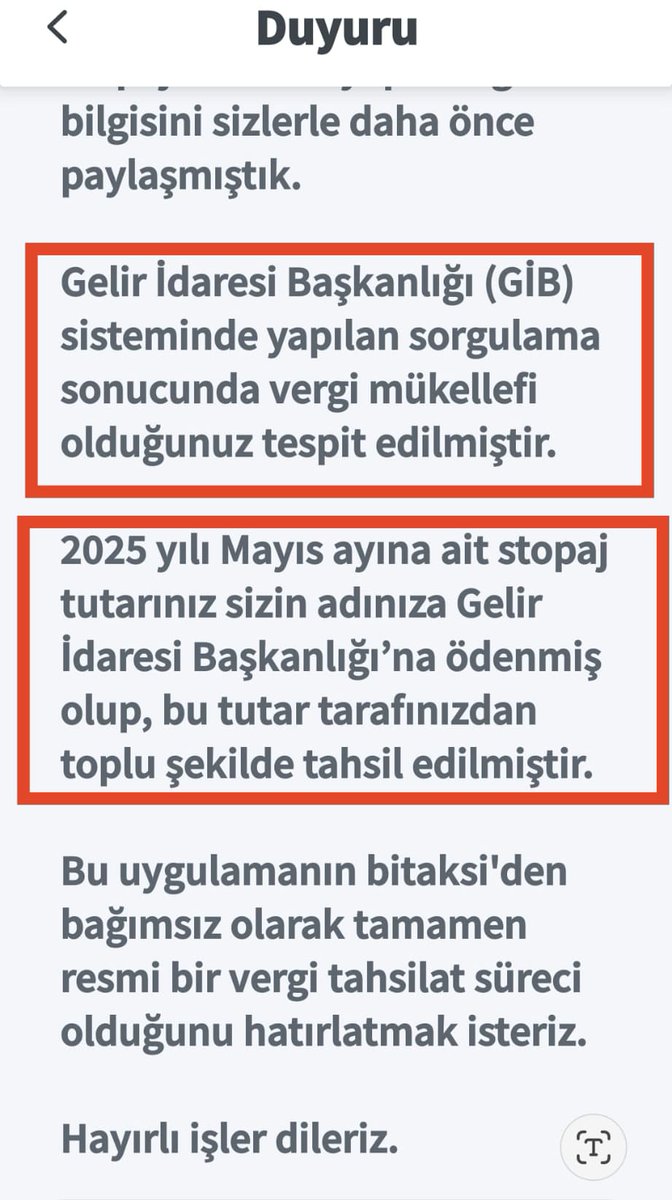Değerli Taksi Esnafımız,

Vergisel açıdan büyük problemlere yol açacak yeni bir uygulama, BiTaksi tarafından başlatılmıştır.

Aşağıdaki görsellerde göreceğiniz üzere; ▶️ BİTAKSİ, ŞOFÖR ARKADAŞLARIMIZIN HAKEDİŞLERİNDEN STOPAJ KESİNTİSİ YAPARAK, GELİR İDARESİ BAŞKANLIĞINA ÖDEME