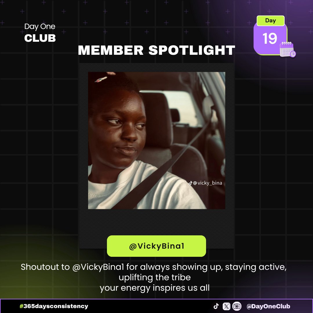 365consistency1's tweet image. Day 19 - Members Spotlight
This week's TikTok MVP goes to @VickyBina1,the one who showed up, engaged, liked, shared and reminded us what consistency looks like on-line
Your energy keeps the DayOneClub alive . We see you, we celebrate 🌹you