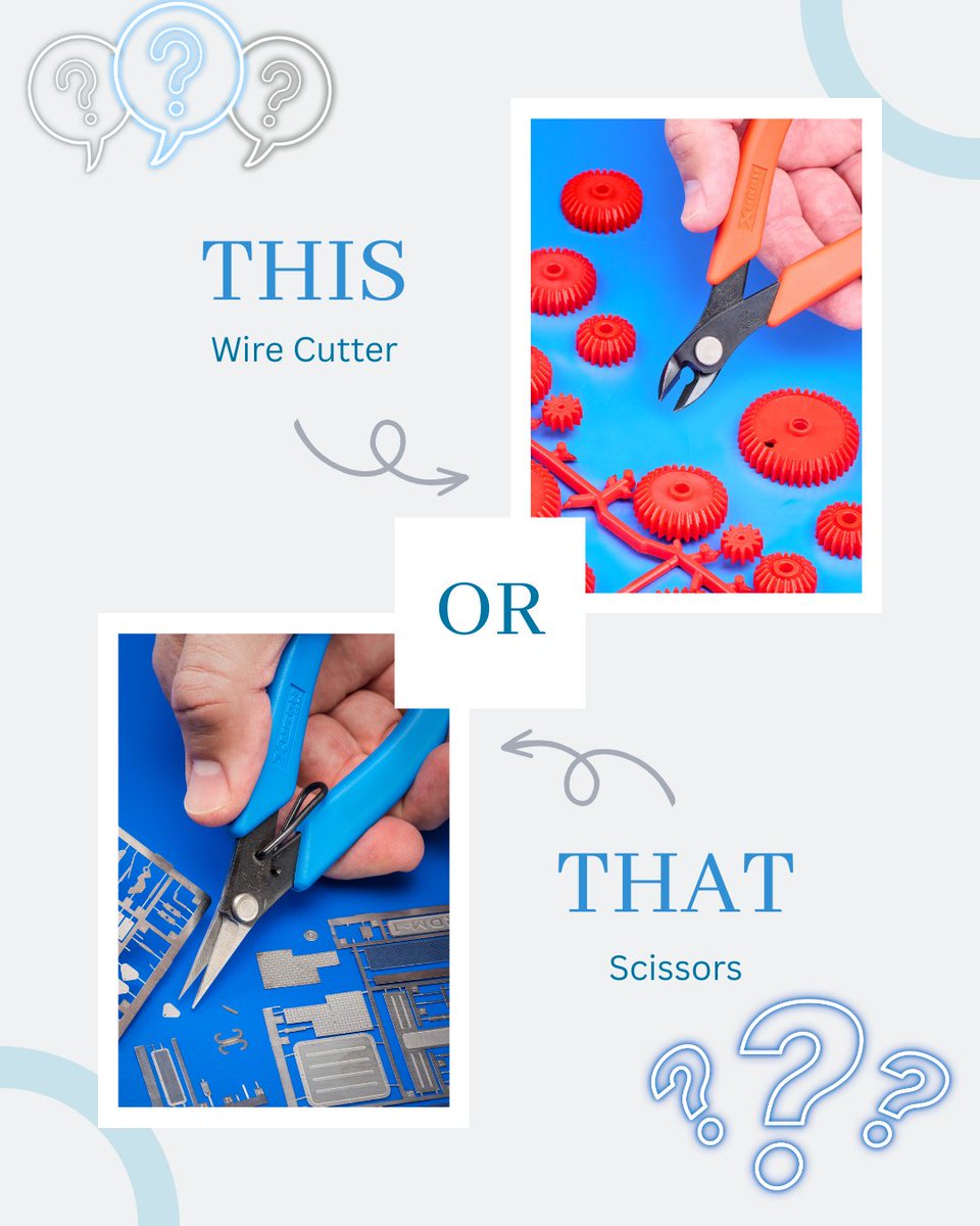 Xuron's tweet image. Wire cutters or scissors for flat materials? ✂️ Scissors like XURON® deliver cleaner, stress-free cuts without crushing or deforming. 9180ET is shown - Perfect for photo-etch! Upgrade your tools for better results! #DIY #XuronTools #Precision