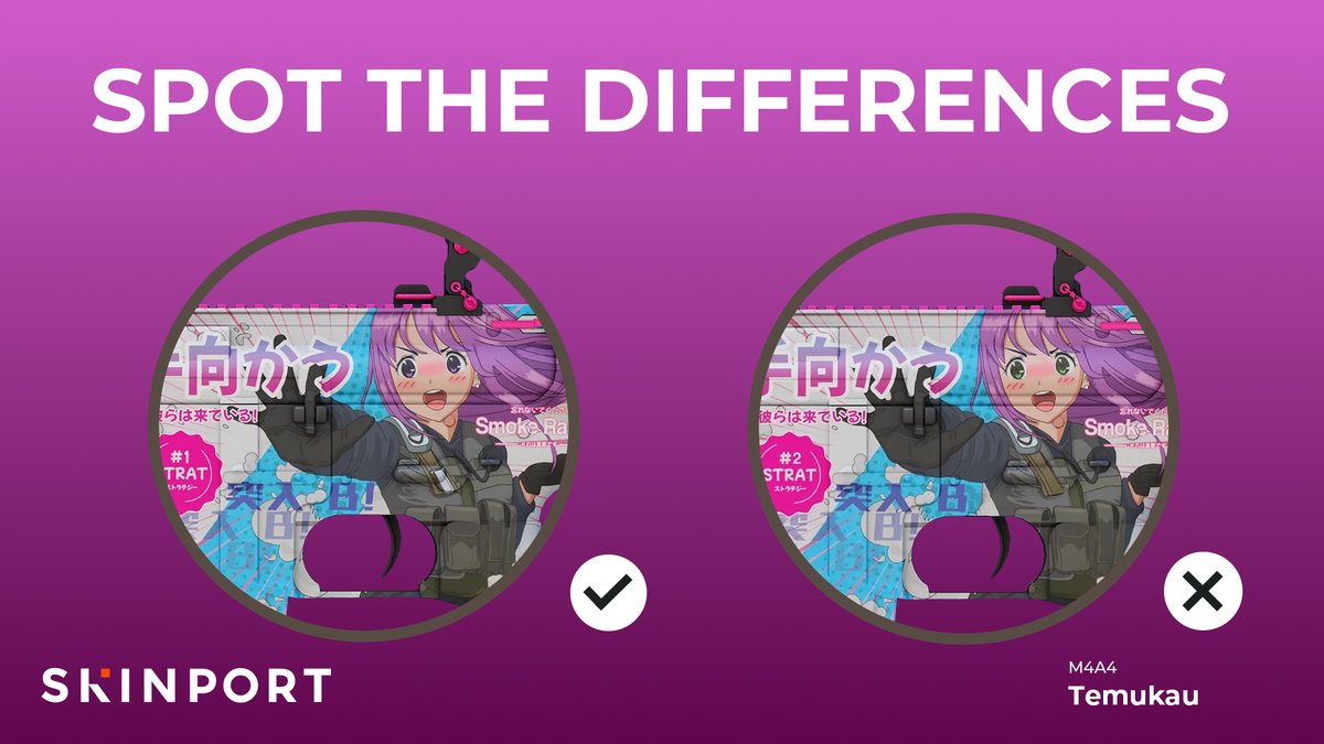 Skinport's tweet image. Can you spot 5 Differences on this CS2 Skin?