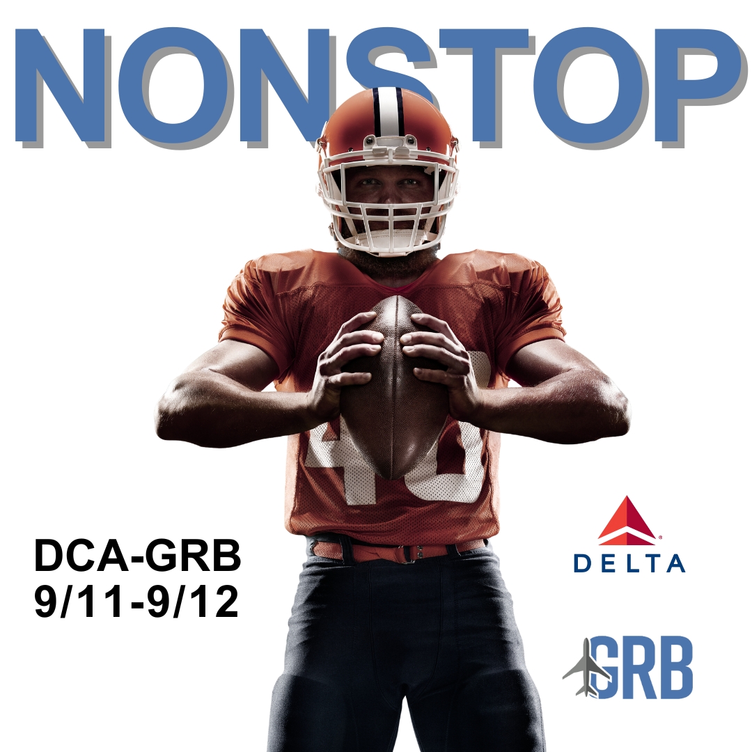 DCA to GRB nonstop to the game on Delta Air Lines. Book today delta.com