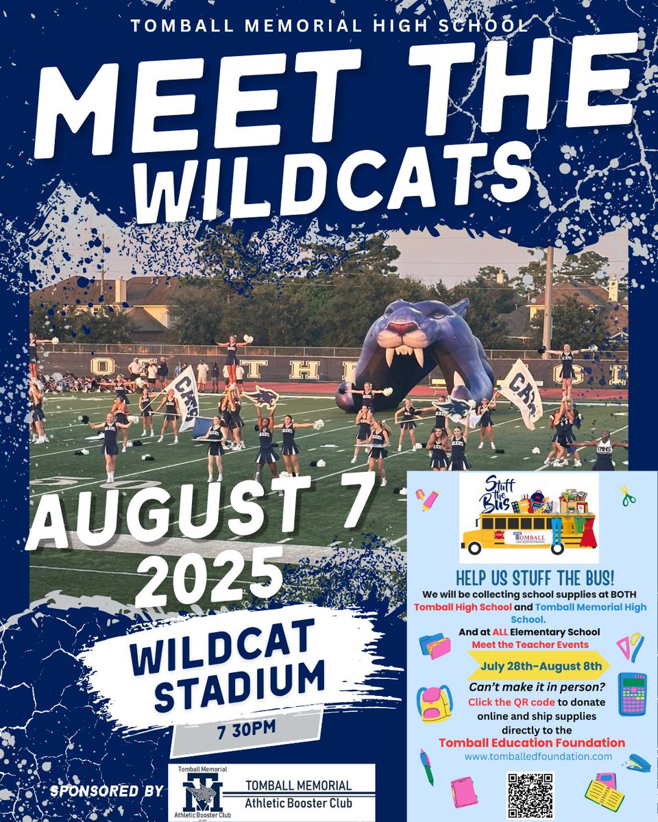 TISDTMHS's tweet image. Don't miss this week's Wildcat Weekly! We also have lots of events coming up! We cannot wait to see you all on campus next week! Remember, all parking applications are due on Monday by 10:00am.
All events will now have an opportunity to bring school supplies to help support…