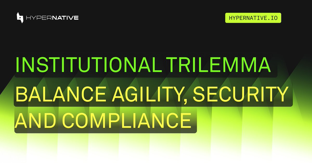HypernativeLabs's tweet image. The Web3 institutional trilemma isn’t theoretical. It shows up in every high-stakes workflow.
Ops wants to move fast. Risk wants to stay safe. Compliance wants receipts.
Most teams solve for two. The third becomes a bottleneck.
When infrastructure can’t enforce institutional…