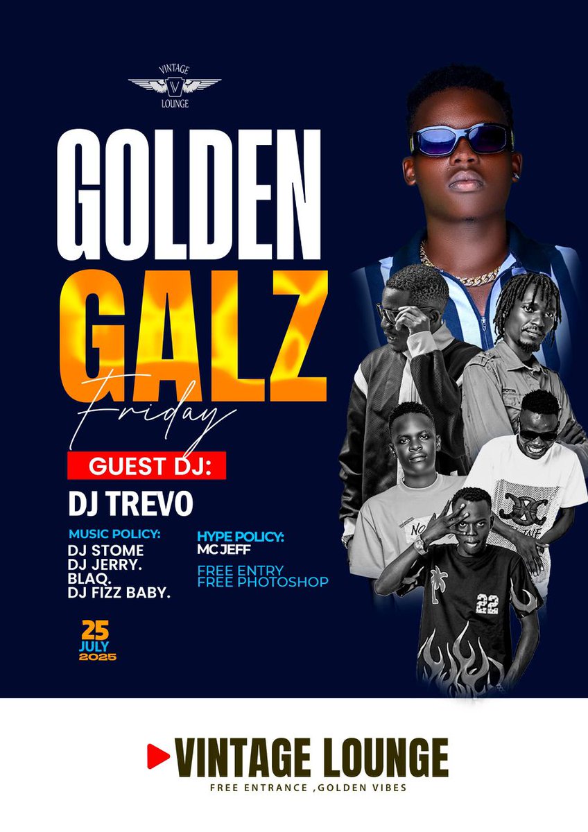 EMavadz's tweet image. It's here, it's fun.
The weekend defining night is back once again
The Golden Galz Friday night at Vintage Lounge, Lira city .
Be around or be around.
Free WiFi, free and secured parking, pool table, free photography.
Drinks of all tribes and foods of all types