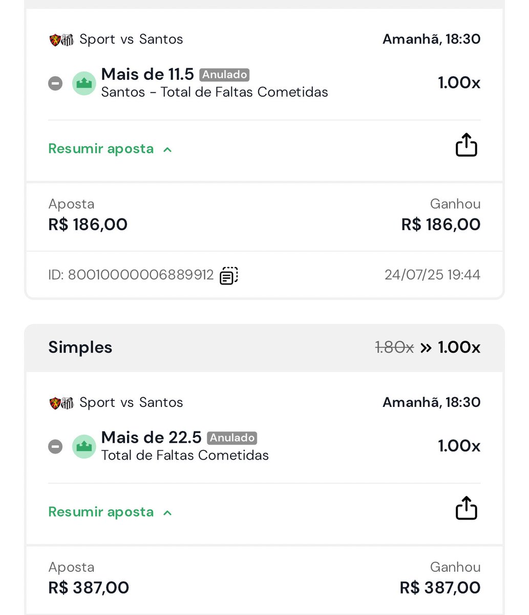 magreentipster's tweet image. Alô @reidopitaco @kiko_augusto ai não pode né? Abriu linha 22.5 faltas e 11.5 Santos, mandei no meu grupo VIP confiando na honestidade de vocês, aí anulam? E olha que eu nem passei muito dinheiro…
Isso aí tá errado, não pode 👎🏼👎🏼👎🏼