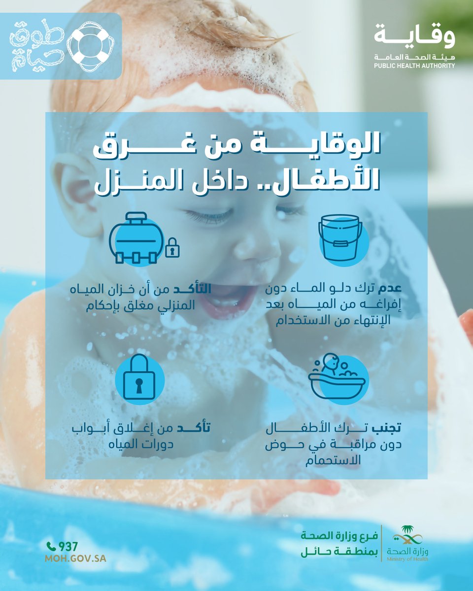 📑 | #توعية

كيف تقي أطفالك من الغرق داخل المنزل؟

#اليوم_العالمي_للوقاية_من_الغرق

#طوق_الحياة
#صحة_حائل