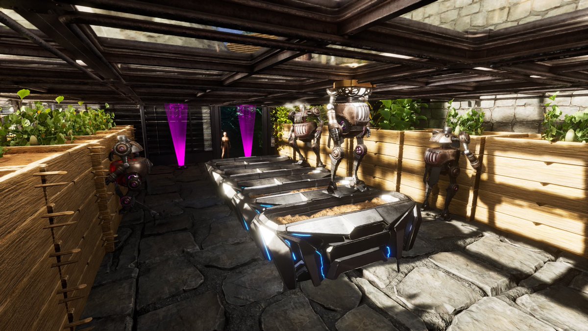 ArkHeyhey's tweet image. イースター→周年→サマバと週末の2倍を挟みながらなかなかゆっくり整理したりする暇がなかったARK生活🫠
やっと拠点の整備に取りかかれる🤣
鯖上限でカート菜園作れないからロボット追加で雇って数で勝負💪