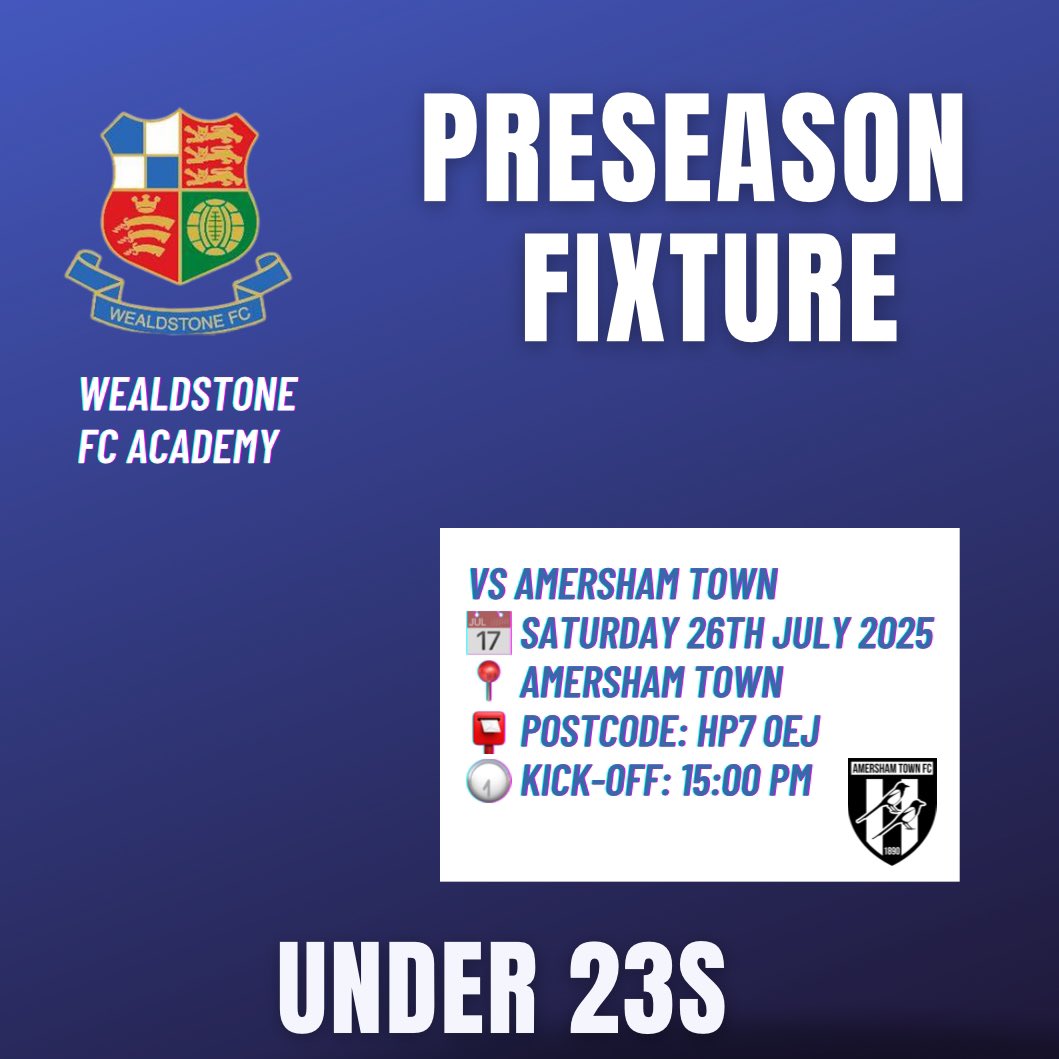 Wealdstone FC Academy (@wealdstonefca) on Twitter photo ๐ฏ Preseason Game Three!
Our U23s are back in action, this time taking on step 5 side <a href="/AmershamTownFC/">Amersham Town FC</a>
A huge test for the boys against an experienced side.
#WealdstoneU23 #Matchday #UpTheStones #WeAreWealdstone ๐ฏ Preseason Game Three!
Our U23s are back in action, this time taking on step 5 side <a href="/AmershamTownFC/">Amersham Town FC</a>
A huge test for the boys against an experienced side.
#WealdstoneU23 #Matchday #UpTheStones #WeAreWealdstone
