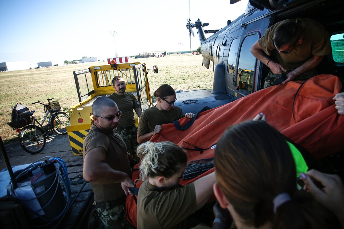 AirbusHeli's tweet image. Two Hungarian Airbus #H225M 🚁 from the 86th Helicopter Brigade are currently in Albania, battling wildfires. Their efforts in supporting the extinguishing of fires in Llogara National Park is a true testament to the H225M's multi-role capability in demanding situations.