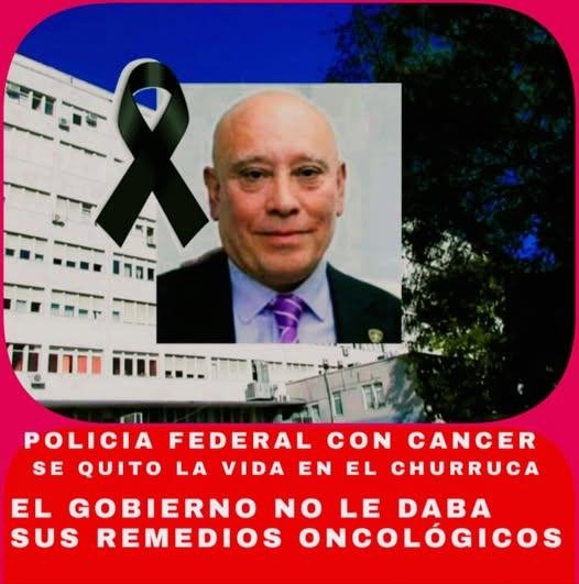 Patricia y Milei abandonaron a los policías. Se suicidó un policía federal por no contar con los remedios ONCOLOGICOS.
Bullrich tiene las manos manchadas con sangre