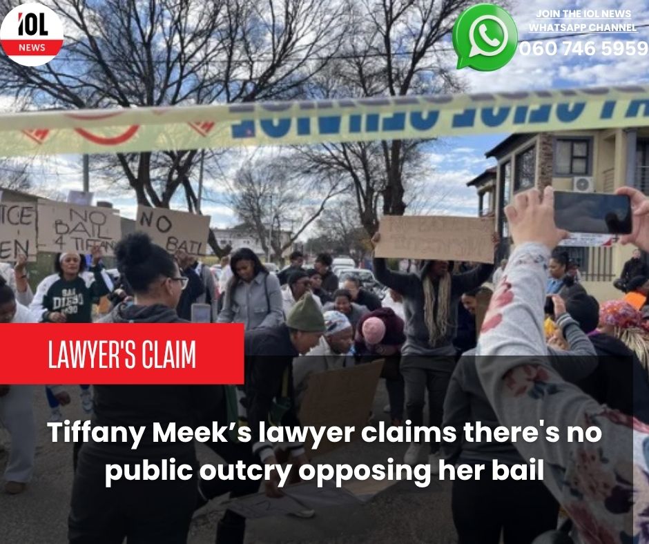 IOL's tweet image. Tiffany Meek's lawyer asserts no public outcry exists opposing her bail, challenging investigator's claims. 
#BailApplication #LegalStrategy #CourtProceedings 
tinyurl.com/yxrjcfyd