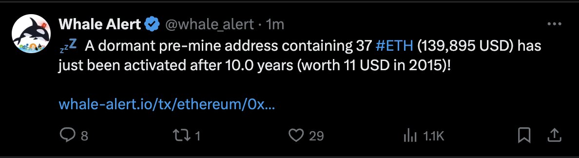 TheMoonShow's tweet image. FROM $11 TO $139,895 🚀
SOMEONE BOUGHT 37 $ETH IN 2015 AND NEVER SOLD.