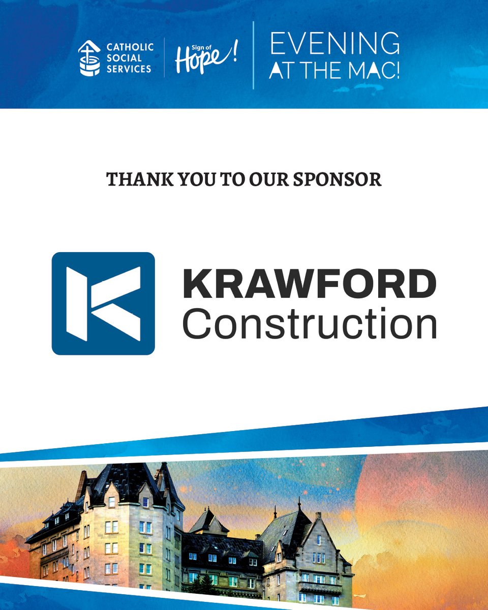 cssalberta's tweet image. Krawford Construction is a valued sponsor of our upcoming 2025 Evening at the Mac Gala on August 21. Visit …olic-social-services-alberta.odoo.com/r/wAR for information and tickets. #CSSalberta #krawfordconstruction