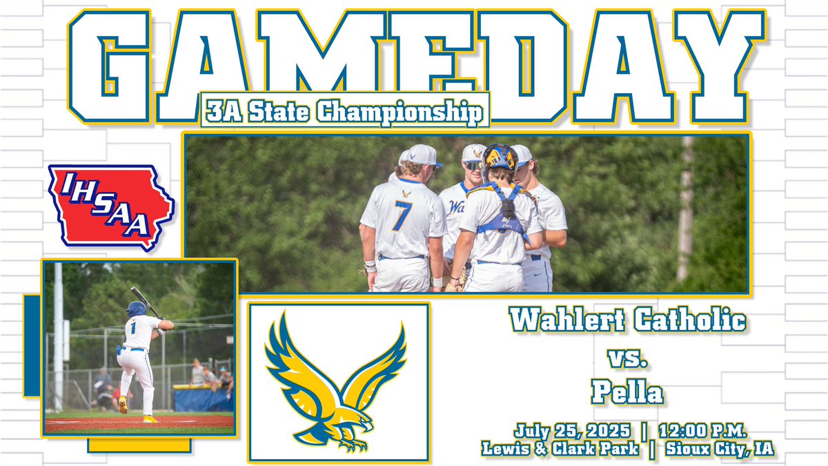 GAMEDAY! We play in the 3A State Championship Game today in Sioux City against Pella! First pitch is scheduled for 12:00 PM! LETS GO!