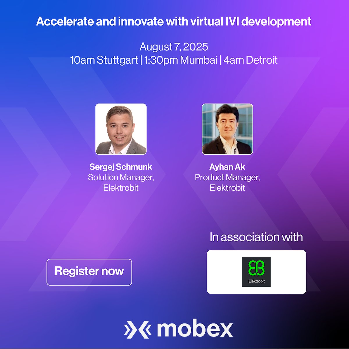 Live webinar: Accelerate and innovate with virtual IVI development by Elektrobit. August 7, 2025
10am Stuttgart | 1:30pm Mumbai | 4am Detroit. Register free: tinyurl.com/32ptwmc7