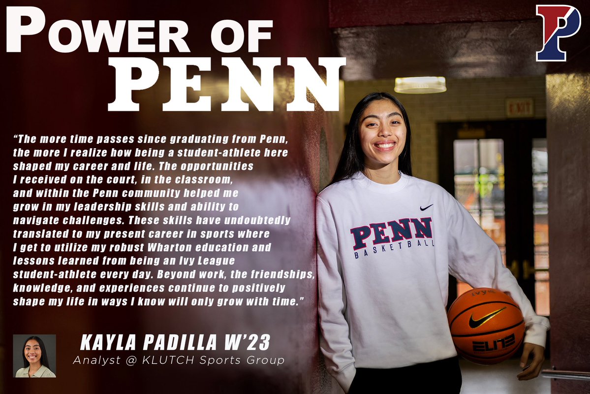 PennWBB's tweet image. 🔴🔵Alumnae Spotlight! 🔵🔴

Kayla Padilla W’23 is making her mark in sports — powered by her Wharton education, Penn WBB experience, &amp;amp; Ivy League grit. 

#FamilyForever #FightOnPenn