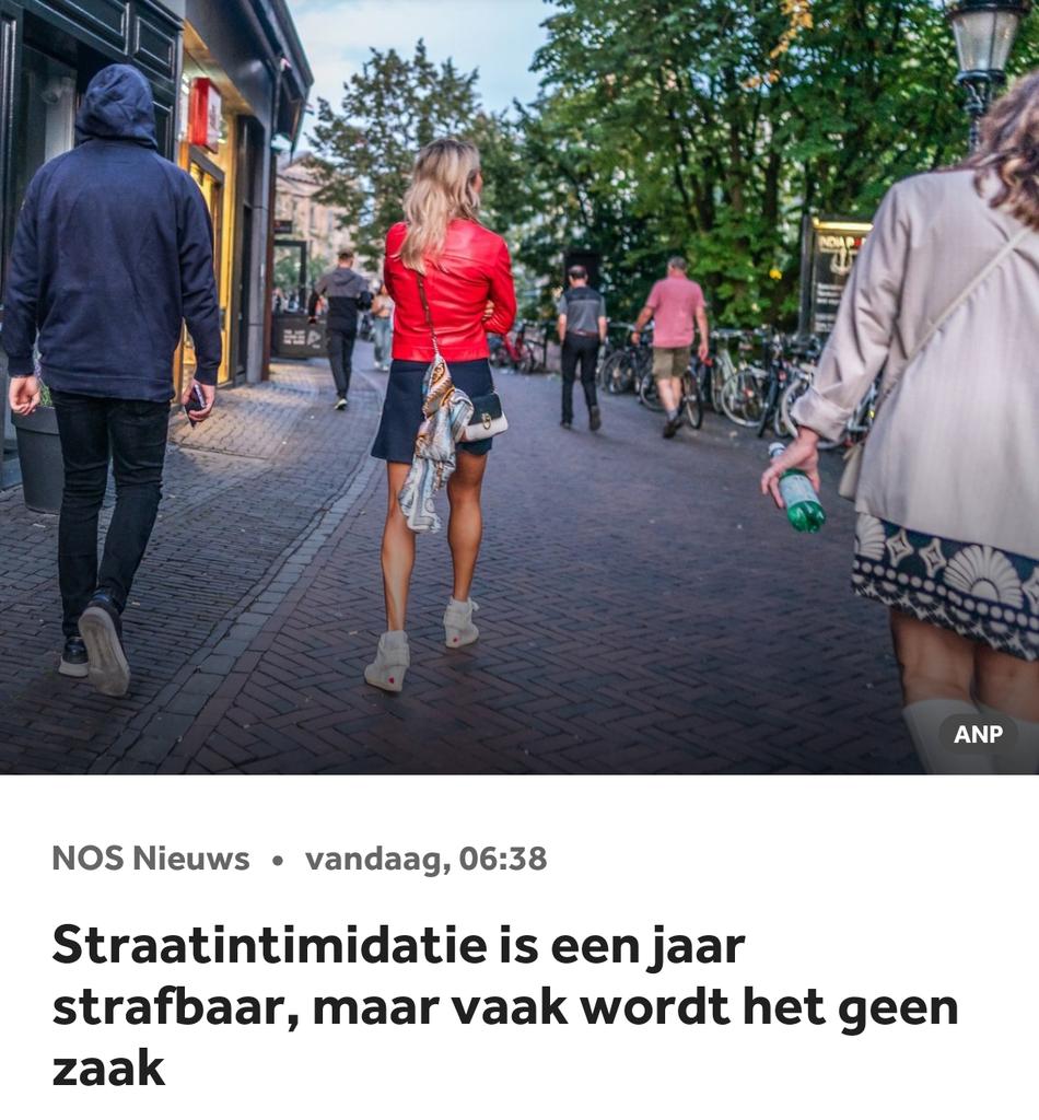 maartenbrink's tweet image. Straatintimidatie is sinds vorig jaar strafbaar, maar ruim een jaar na de invoering van de wet blijkt dat er nauwelijks aangifte is gedaan. Honderden minderjarige jongeren zeggen tegen dat ze het afgelopen jaar seksueel geïntimideerd zijn.
nos.nl/artikel/2576350
#politie