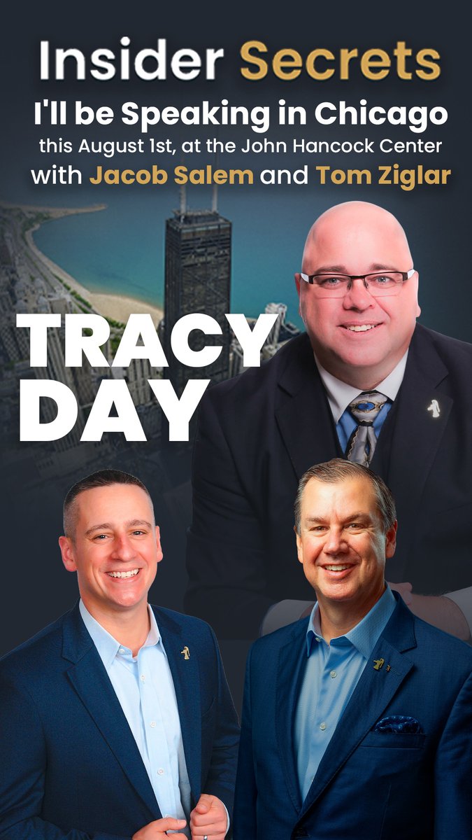 One more week to the Insiders Secrets Event in Chicago.  I am excited to share the stage with @chaplainsalem and @tomziglar.   It is going to be a phenomenal day.