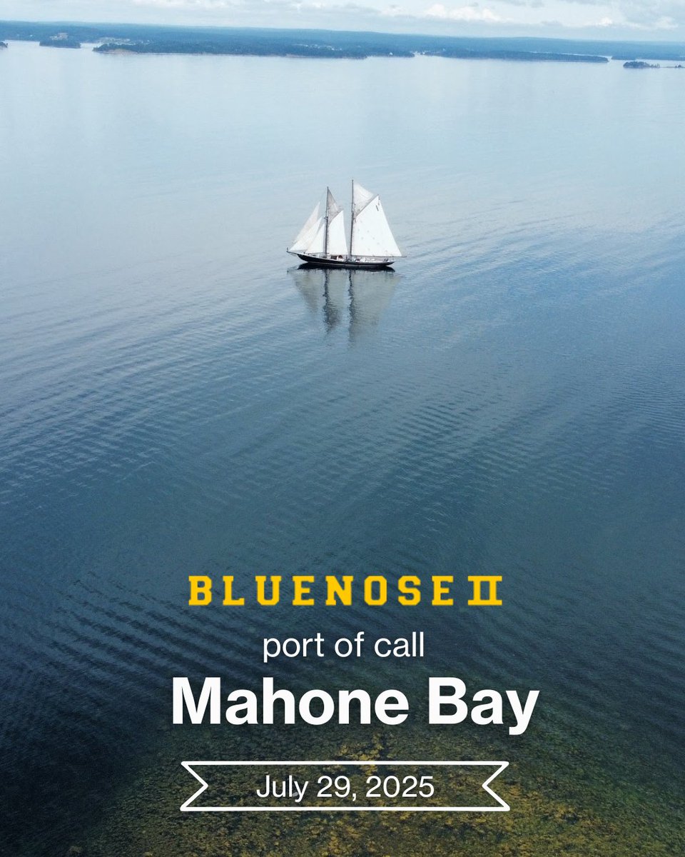 SailBluenoseII's tweet image. Bluenose II will be anchoring in Mahone Bay on Tuesday, July 29!
Track our location here: bluenose.novascotia.ca/location