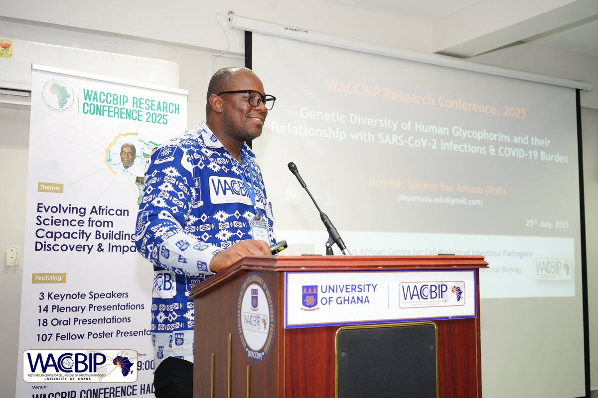 WACCBIP_UG's tweet image. Dr. Dominic Amuzu deliveres an engaging plenary on how genetic differences in human glycophorin genes may influence vulnerability to SARS-CoV-2 infection and COVID-19 severity.
His study highlights a striking diversity in copy number variations (CNVs) within the GYPE-GYPB-GYPA…