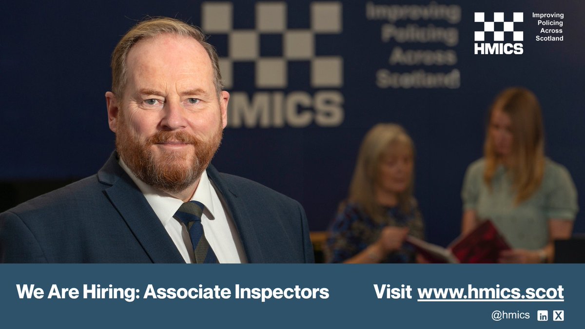 HMICS is looking for new Associate Inspectors to help us ‘Improve Policing Across Scotland’.   We want to hear from candidates with a broad range of skills and experience – from within or outwith policing. Visit our website or click the link below for further details.