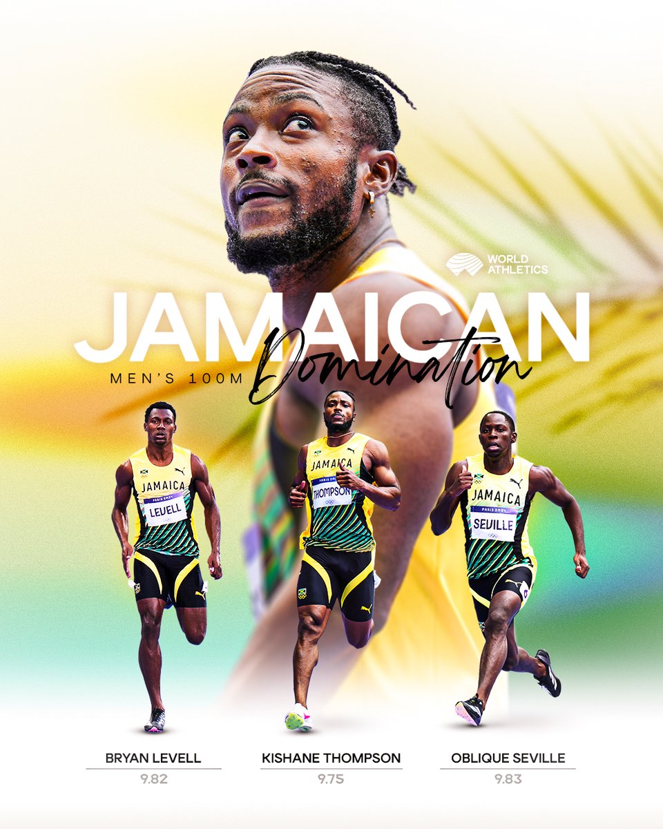 World Athletics (@worldathletics) on Twitter photo JAMAICA TO THE WORLD ‼️
The men's 100m in 2025 has 3 Jamaicans on top 👀
Who's stopping them at <a href="/WATokyo25/">東京2025世界陸上/World Athletics Championships Tokyo 25</a>?
1️⃣ Kishane Thompson 9.75
2️⃣ Bryan Levell 9.82
3️⃣ Oblique Seville 9.83
#WorldAthleticsChamps JAMAICA TO THE WORLD ‼️
The men's 100m in 2025 has 3 Jamaicans on top 👀
Who's stopping them at <a href="/WATokyo25/">東京2025世界陸上/World Athletics Championships Tokyo 25</a>?
1️⃣ Kishane Thompson 9.75
2️⃣ Bryan Levell 9.82
3️⃣ Oblique Seville 9.83
#WorldAthleticsChamps