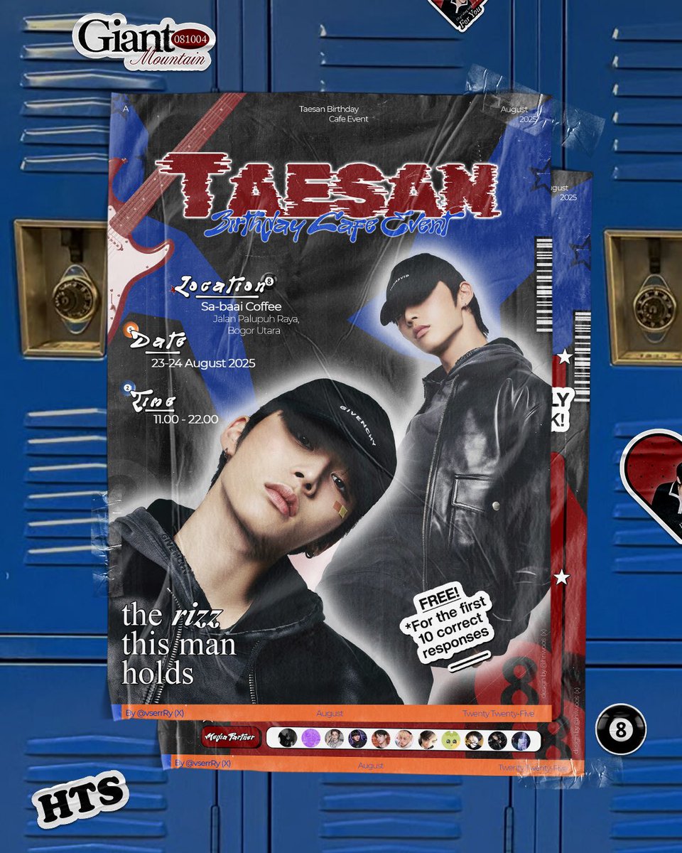 vserrRy's tweet photo. ⭑TAESAN BIRTHDAY CAFE EVENT🎸🐈‍⬛ ⭑

𝚃𝙷𝙴 𝚁𝙸𝚉𝚉 𝙲𝙴𝙽𝚃𝙴𝚁

📍Sabaai Coffee, Bogor
🗓️ 23 &amp; 24 August 2025
FREE SLOT REGISTRATION!🔽

🔗https://t.co/hWzgwXgPyu…
forms will be open on 26 July at 02.04pm (WIB)

(limited quantity)
#TAESAN #BOYNEXTDOOR #태산 https://t.co/8rcqjeXxIU