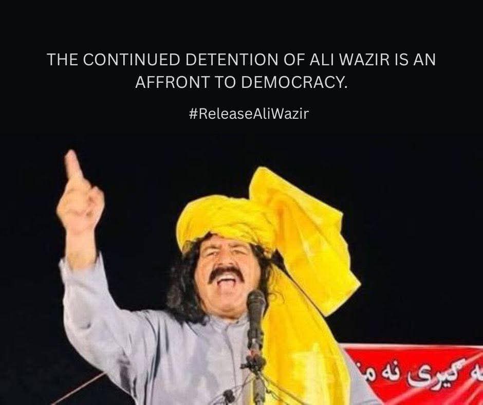 Asmatcomrade's tweet photo. The continued detention of Ali Wazir is an affront to democracy. 

#Releasealiwazir https://t.co/m7QQlKZiT6