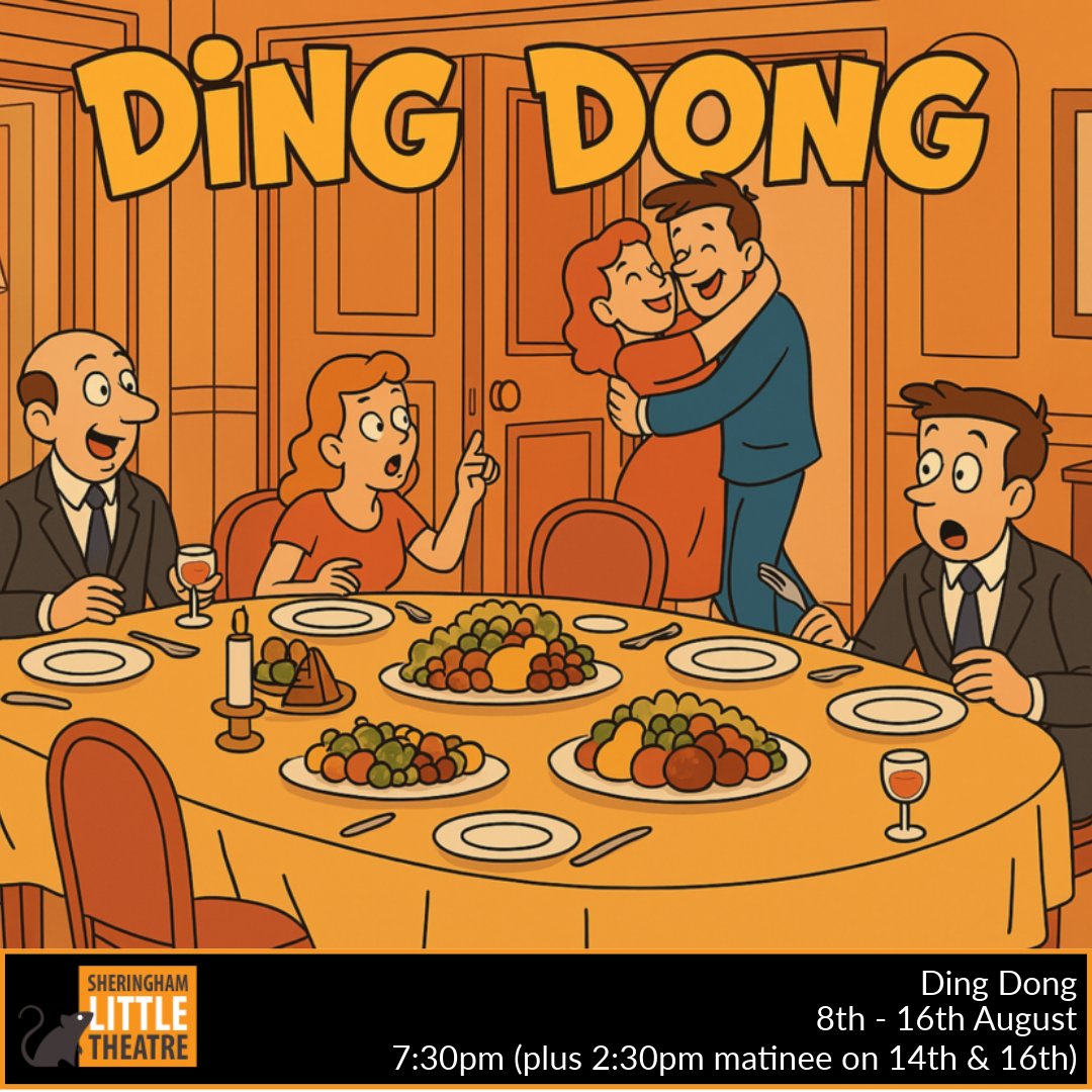 Coming next week to Sheringham Little Theatre is...
Fri 8th - Sat 16th August: Ding Dong, a hilarious and complex plot unfolds in this popular piece which shows farce at its very best! Not to be missed!

Get your tickets now: …eringhamlittletheatre.ticketsolve.com/.../11736...