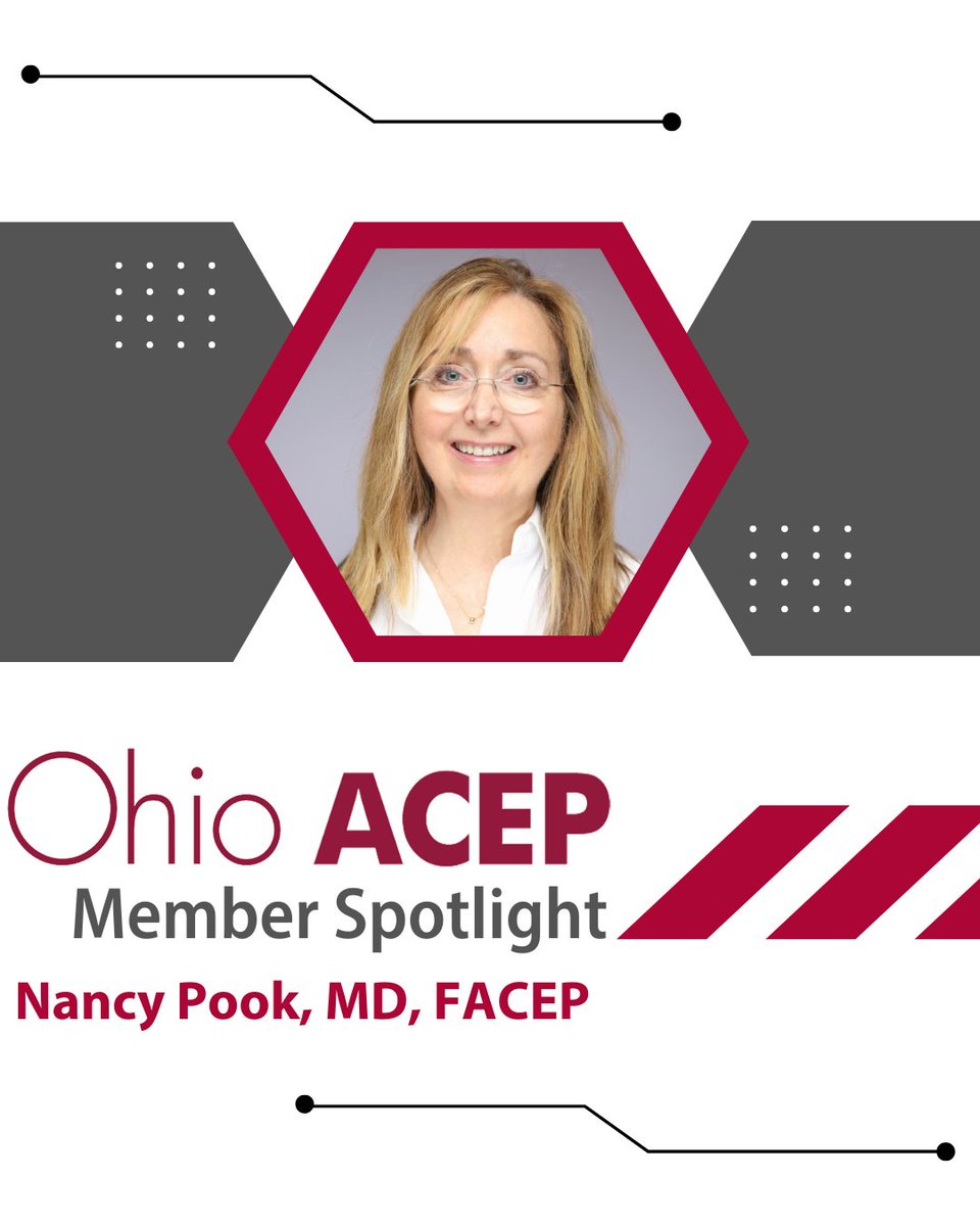 #OhioMemberSpotlight
The Ohio ACEP Member Spotlight is a monthly showcase of an active member and their impact on the specialty of Emergency Medicine.

The next physician we are highlighting is Nancy Pook, MD, FACEP. associationdatabase.com/aws/OACEP/pt/s…