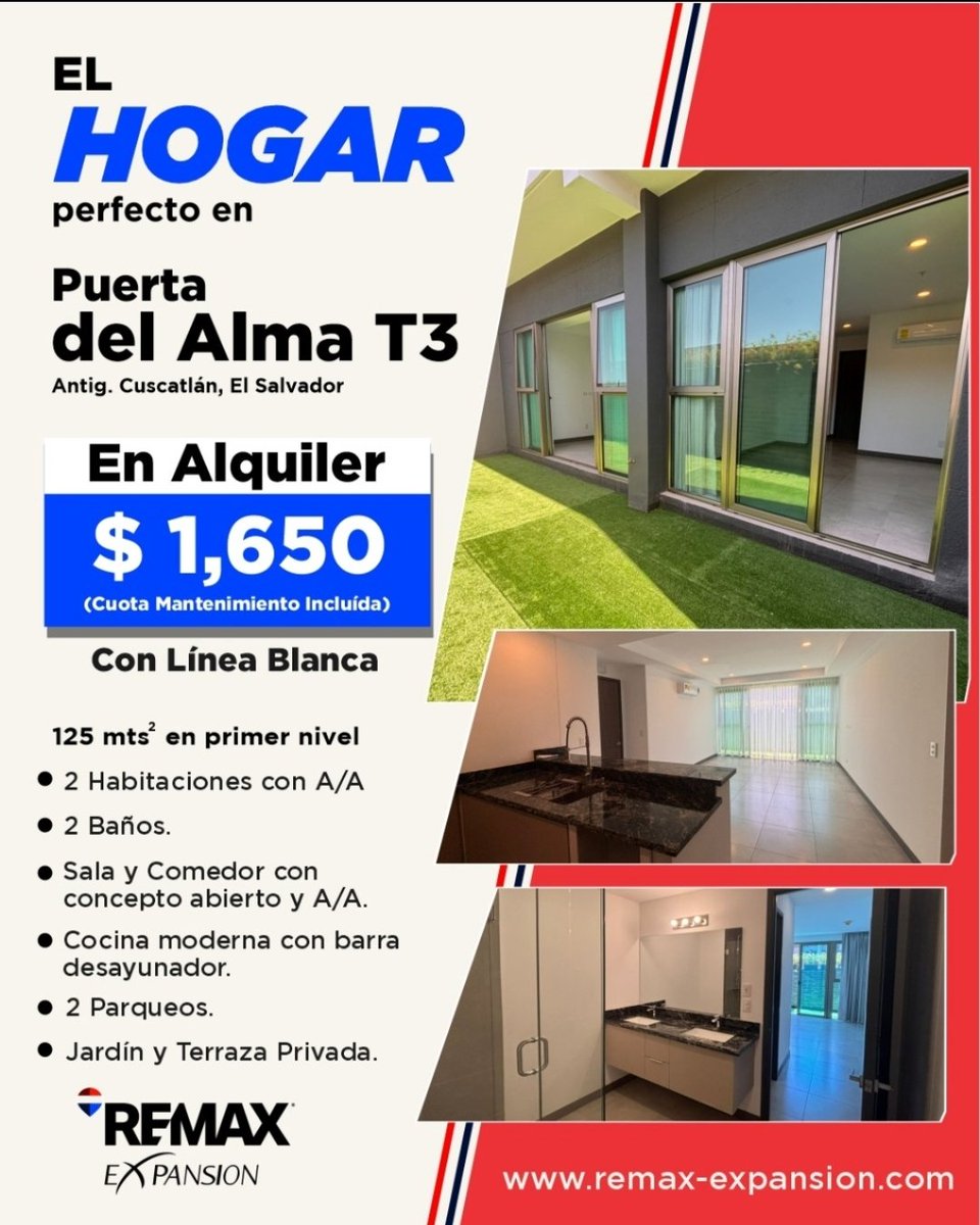 MariaSa45130069's tweet photo. Apartamentos en Alquiler en Puerta del Alma 🏢
Vive en el lugar de moda y disfruta la comodidad y elegancia de estos edificios.

Alquiler con línea blanca: $1,650
Alquiler con muebles: $1,800
(Incluyen mantenimiento)

📩Contáctame y programemos una visita.

#remax #marusalaverria https://t.co/jlu1vsC74n